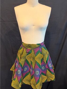 Francis and Benedict Vibrant Geometric Print Flared Skirt